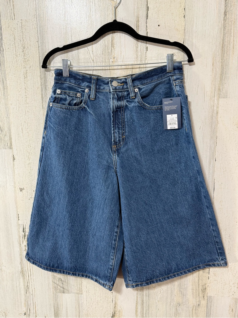 Universal Thread High Rise Long Dark Blue Denim Shorts - Picture 11 of 14